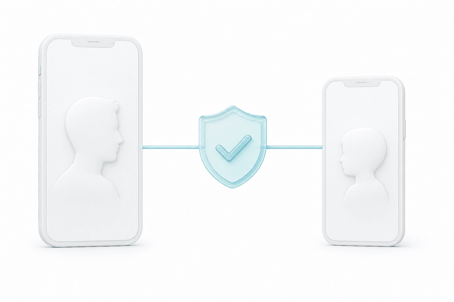 Parent and child phones connected through a Family Controls protection shield