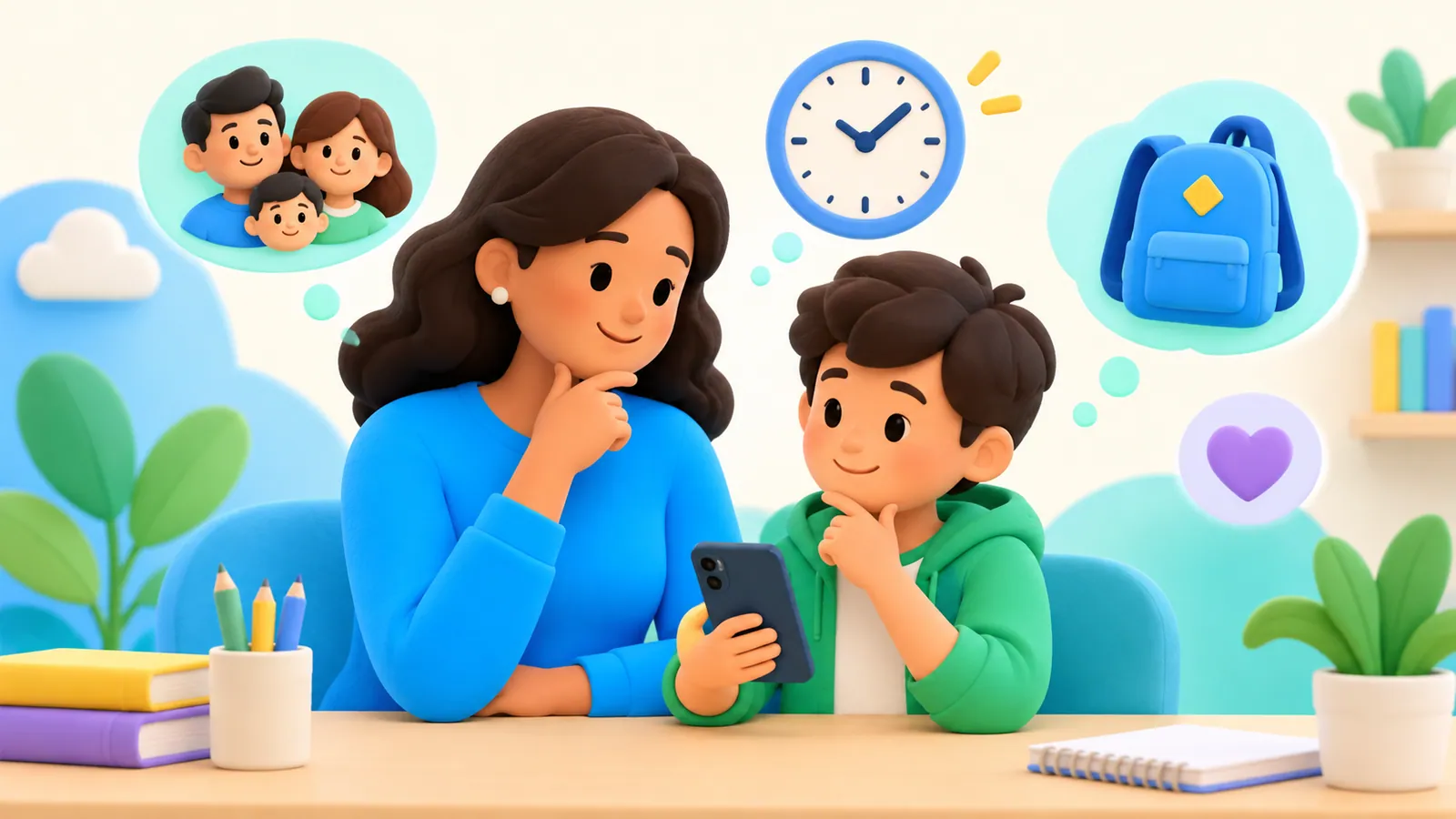 Family illustration: Is Your Child Ready for a First Smartphone? Questions Beyond Age