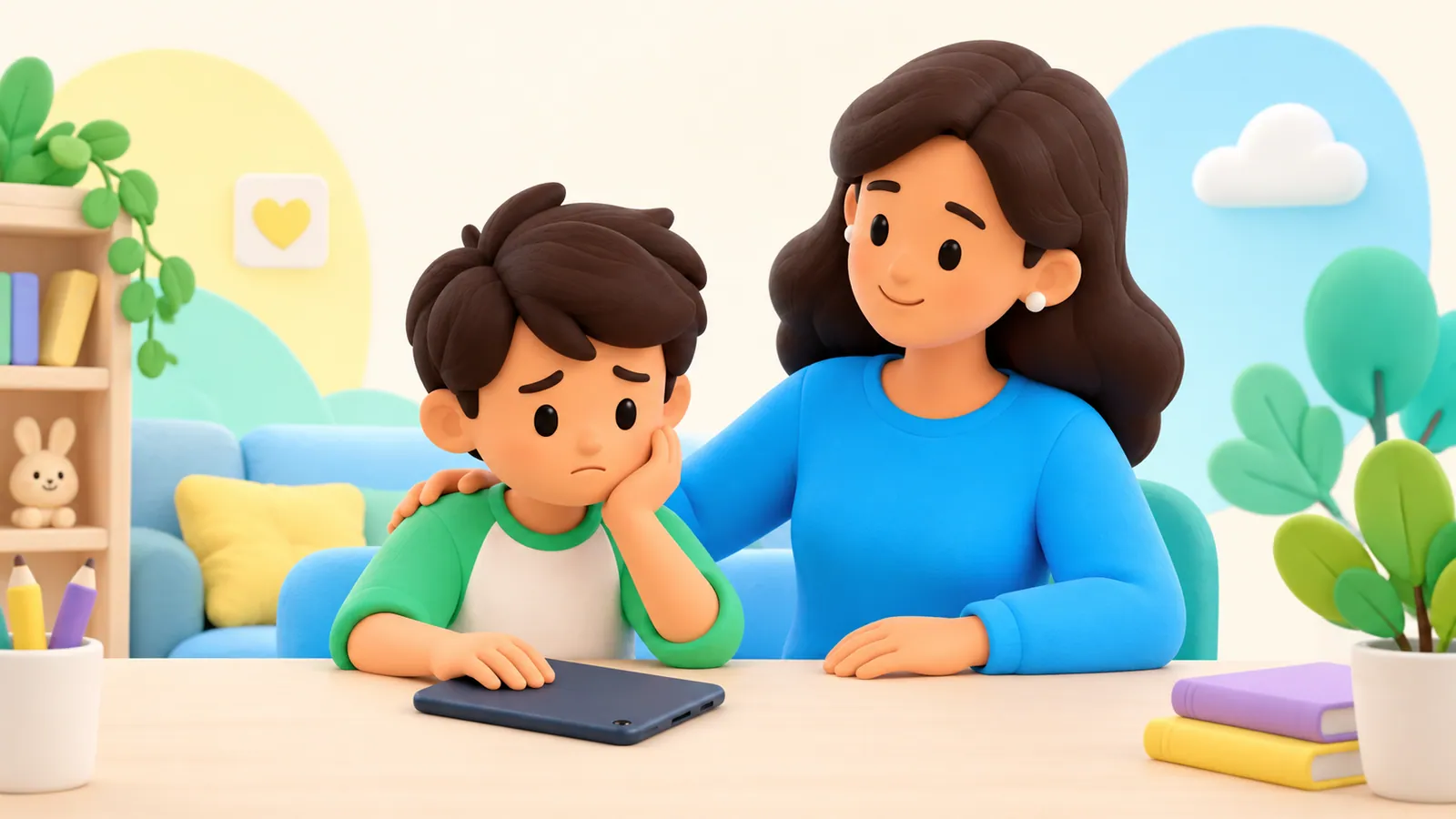 Family illustration: My Child Saw a Disturbing Video: What to Do Next