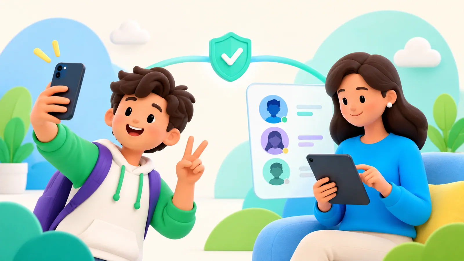 Family illustration: Snapchat Family Center: What It Shows Parents and What Stays Private