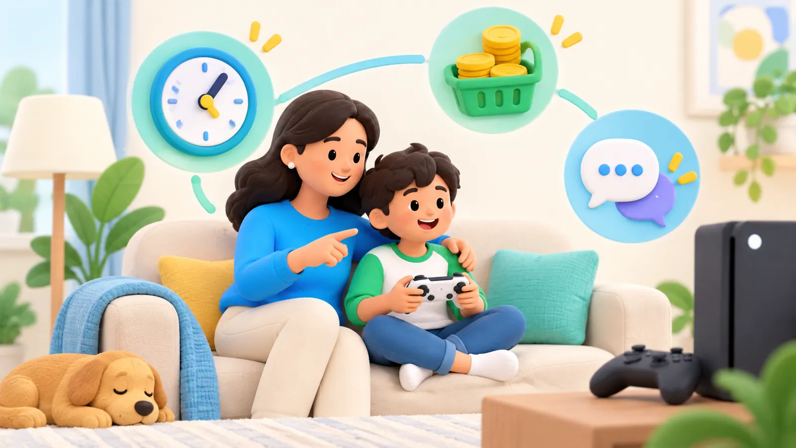 Family illustration: Xbox Family Settings: A Parent’s Guide to Time, Spending, and Communication