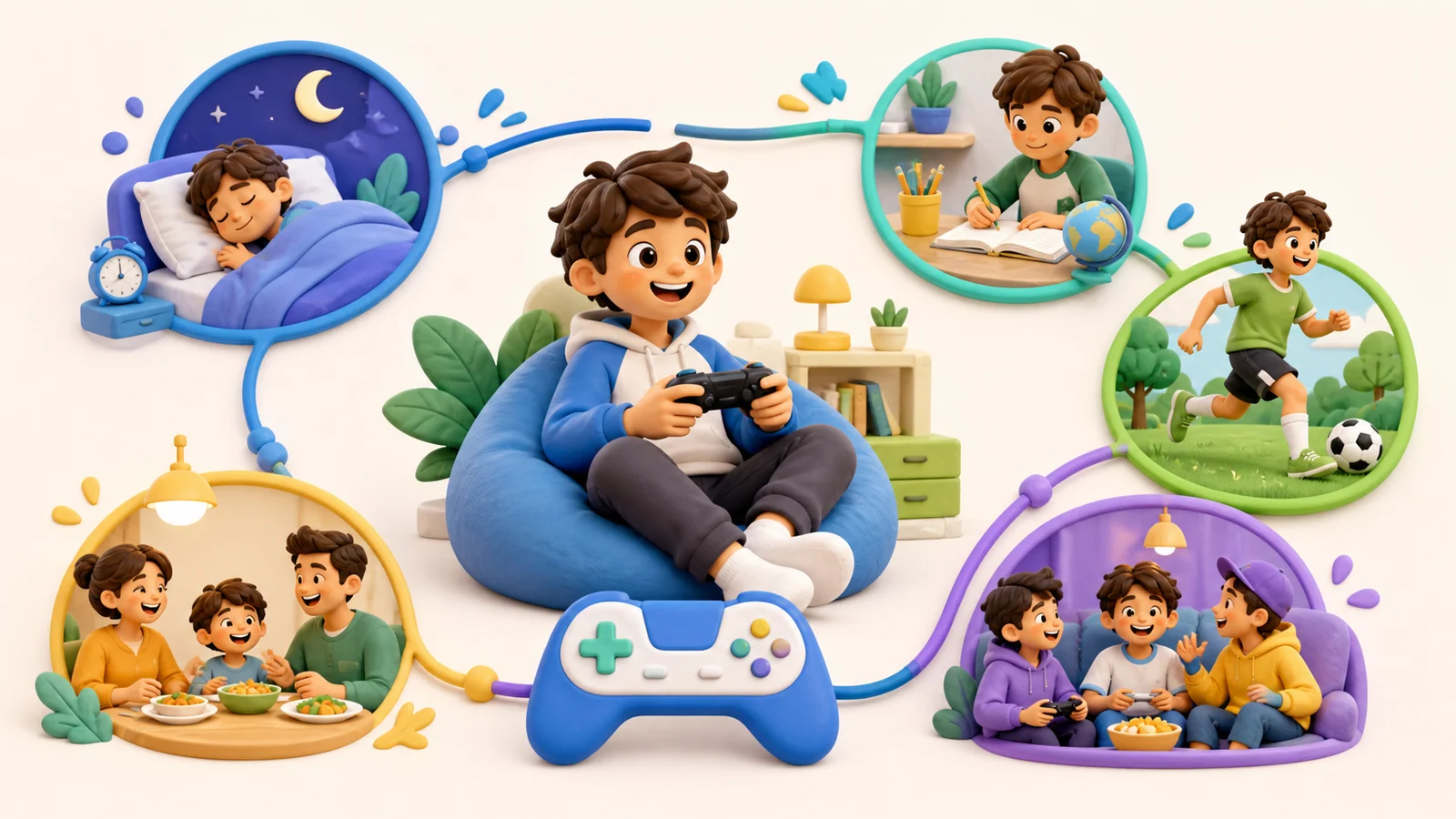 Child enjoying a game while keeping sleep, school, friends, and sports in balance