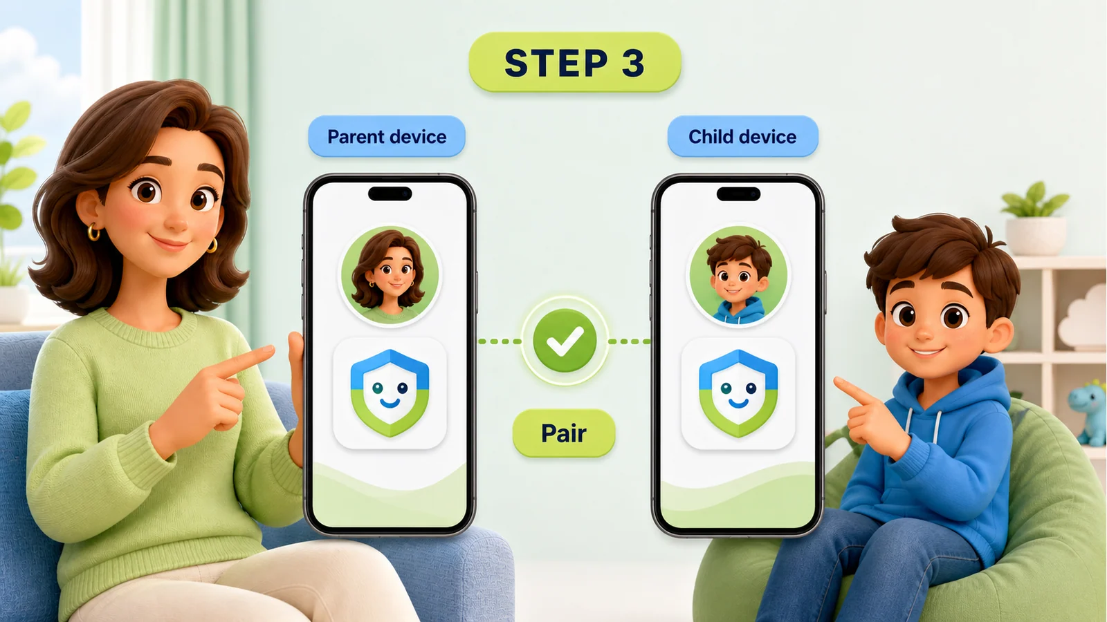 OMO Kids installed on parent and child devices before pairing