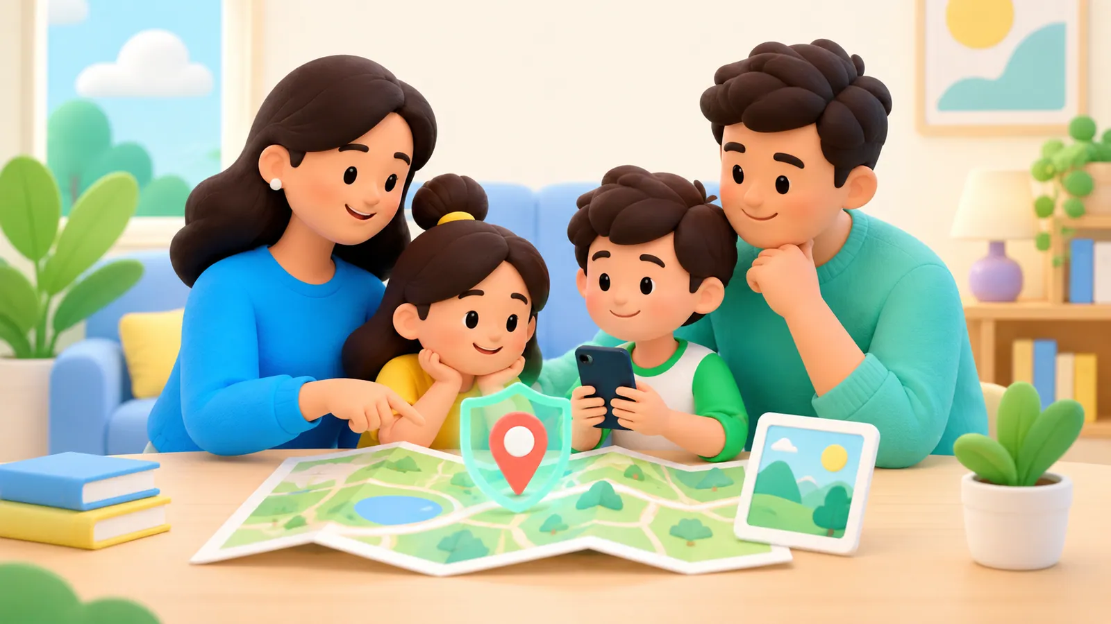 Family illustration: Children’s Location Privacy: A Family Check of Apps, Photos, and Sharing
