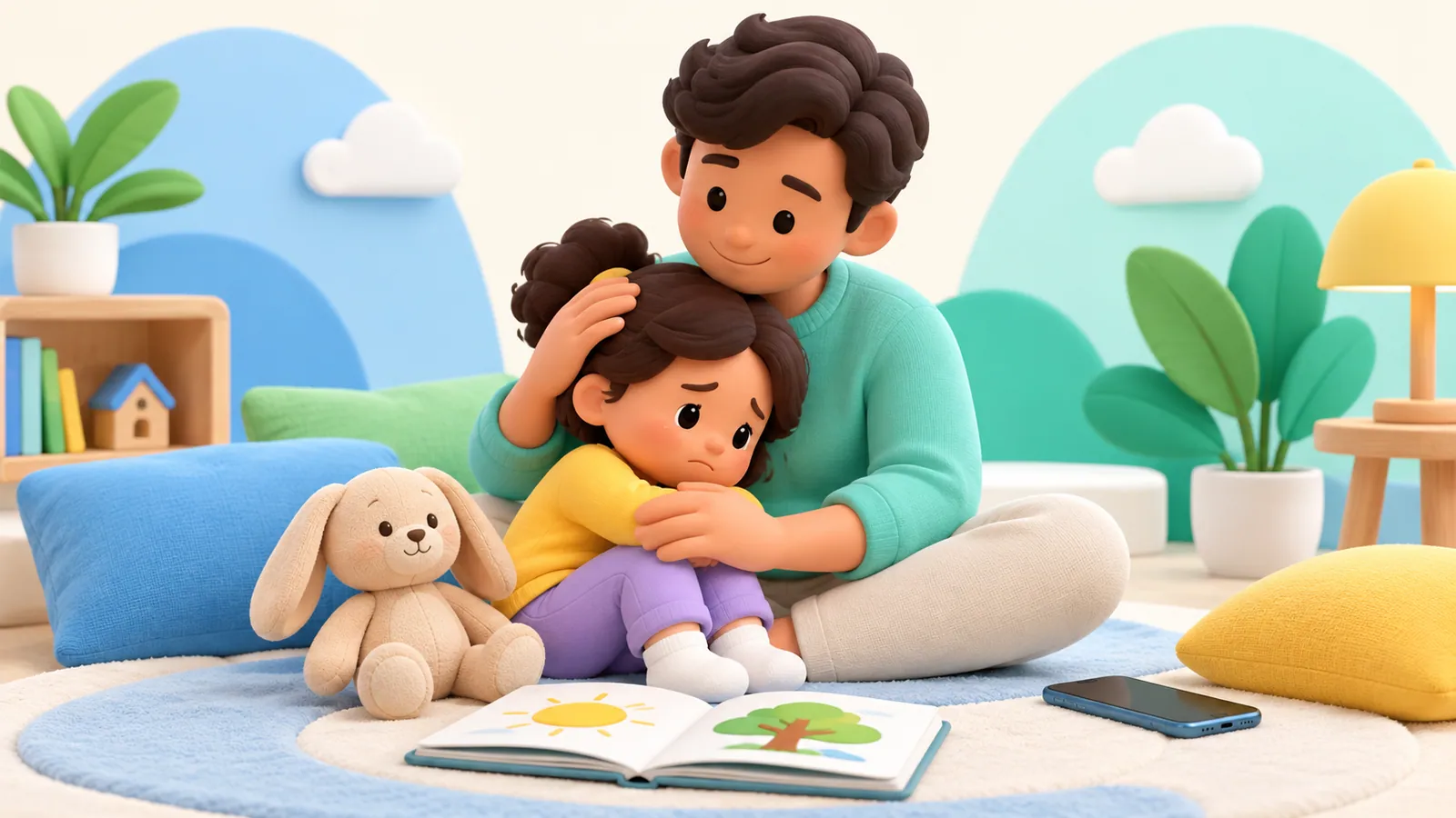 Family illustration: Using a Phone to Calm a Child: Building More Than One Option