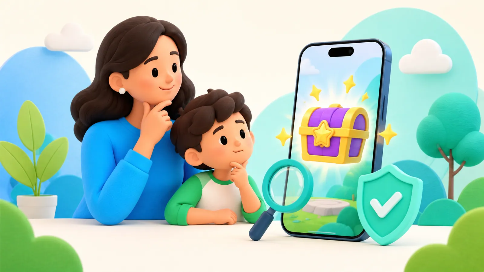Family illustration: Gaming Scams Kids Run Into: A Parent’s Guide to Safer Choices